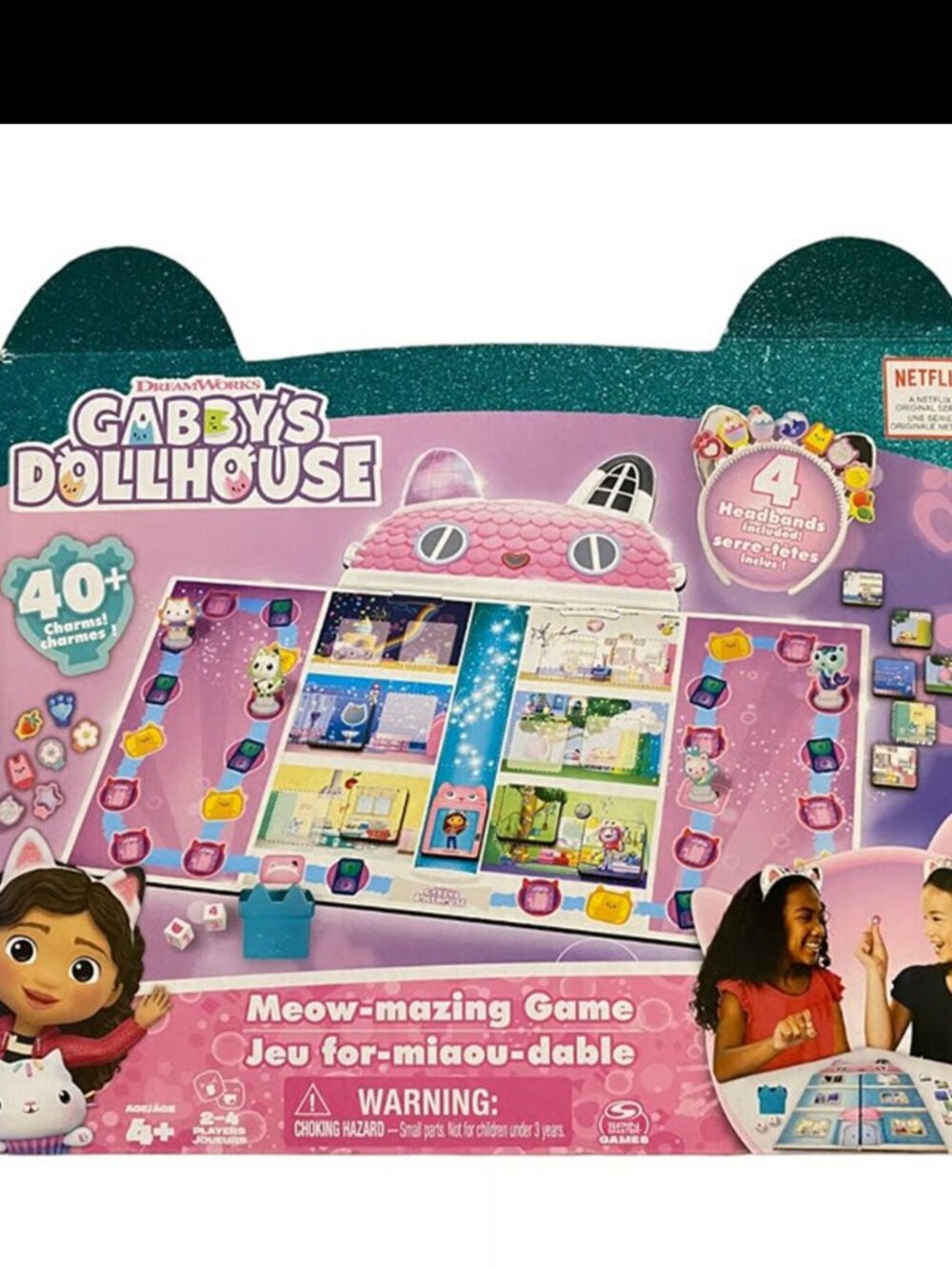 Gabby's Dollhouse Meow-Mazing Game 40+ Charms &4 Cat Ear Headbands New Free Ship